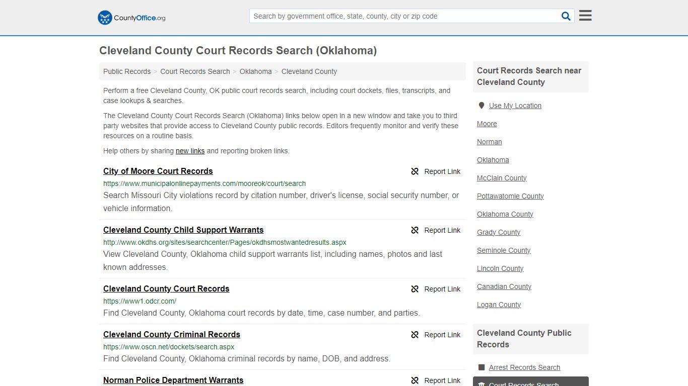 Cleveland County Court Records Search (Oklahoma) - County Office